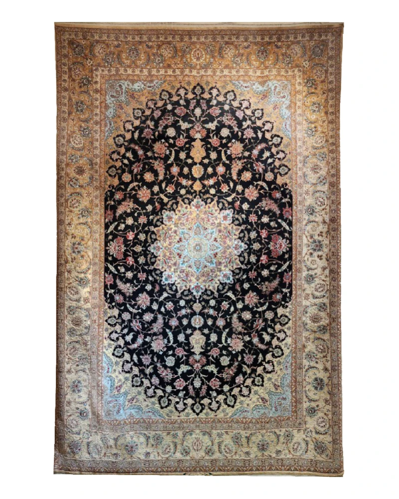 Black Persian Isfahan silk rug